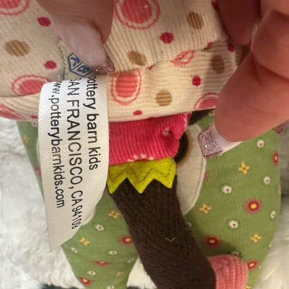 Pottery Barn Kids Set of 2 Brooke Owl Decorative Pillows Pink Green Corduroy - Picture 8 of 13